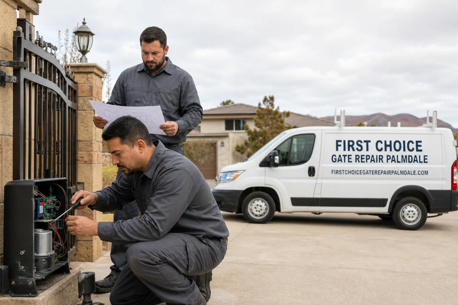 First Choice Gate Repair Palmdale service vehicle and crew in Palmdale, CA